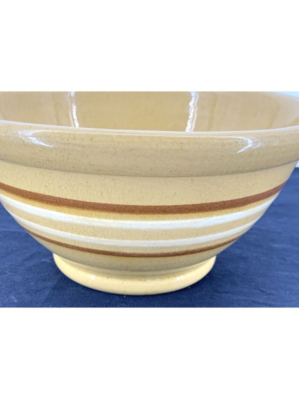 Yellow Ware 4 Stripe Banded Mixing Bowl 8" Antique - Picture 3 of 8
